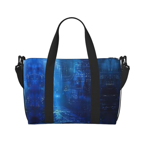 The Blue Binary Print Reisetasche Weekender für Damen, leichte Handgepäcktasche, persönliche Gegenstände, Schwarz , Einheitsgröße von JEJEA