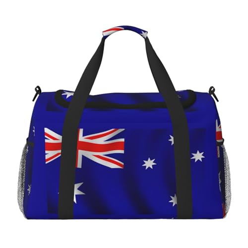 Übernachtungstasche mit australischer Flagge, Wochenendtasche, Trainings-Handtasche, Yogatasche, Seesack, persönliche Gegenstände, Tasche für Audlts, Schwarz , Einheitsgröße von JEJEA