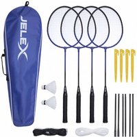 JELEX Big Utd. Badminton Schläger mit Ball und Netz 4er-Set von JELEX