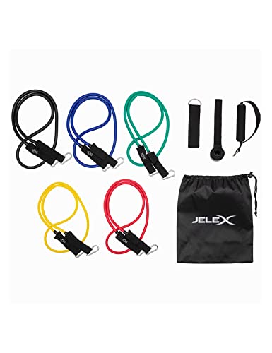 JELEX Fit Set Fitness Widerstandsbänder in verschiedenen Stärken 11-teiliges Set mit abnehmbaren Griffen und verschiedenen Halterungen, inkl. Aufbewahrungsbeutel, für Damen und Herren JELEX Fit Set Fitness Widerstandsbänder in verschiedenen Stärken 11-teiliges Set mit abnehmbaren Griffen und verschiedenen Halterungen, inkl. Aufbewahrungsbeutel, für Damen und Herren von JELEX
