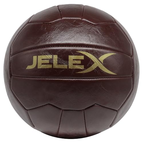 JELEX Oldschool Vintage Fußball – Größe 5, Retro-Design aus robustem PU Leder, langlebig und strapazierfähig, hohe Flug- und Sprungeigenschaften (Braun) von JELEX