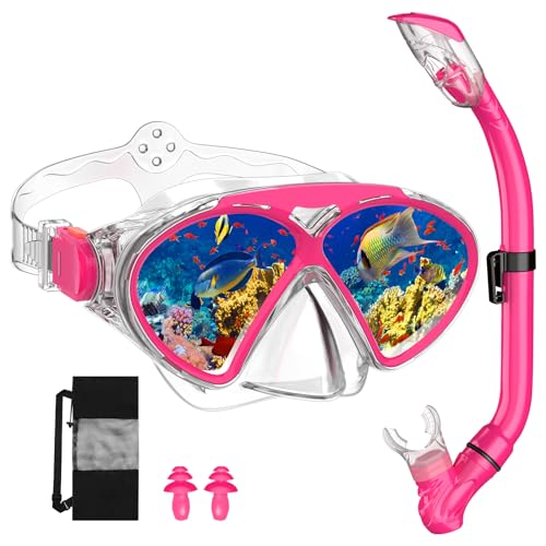 JEMULICE Schnorchelset Kinder,Taucherbrille Kinder mit Leichtes Atmen Dry Schnorchel,Anti-Fog Panorama-Weitblick Tauchmaske Schnorchelmaske Tauchen Set Wasserdichte Schnorchelbrillen für Junge Mädchen JEMULICE Schnorchelset Kinder,Taucherbrille Kinder mit Leichtes Atmen Dry Schnorchel,Anti-Fog Panorama-Weitblick Tauchmaske Schnorchelmaske Tauchen Set Wasserdichte Schnorchelbrillen für Junge Mädchen von JEMULICE