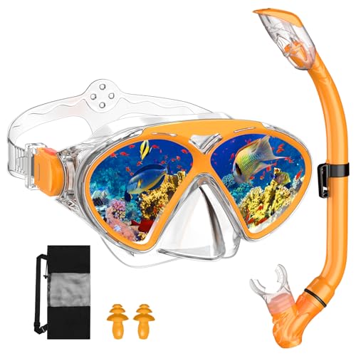 JEMULICE Schnorchelset Kinder,Taucherbrille Kinder mit Leichtes Atmen Dry Schnorchel,Anti-Fog Panorama-Weitblick Tauchmaske Schnorchelmaske Tauchen Set Wasserdichte Schnorchelbrillen für Junge Mädchen JEMULICE Schnorchelset Kinder,Taucherbrille Kinder mit Leichtes Atmen Dry Schnorchel,Anti-Fog Panorama-Weitblick Tauchmaske Schnorchelmaske Tauchen Set Wasserdichte Schnorchelbrillen für Junge Mädchen von JEMULICE