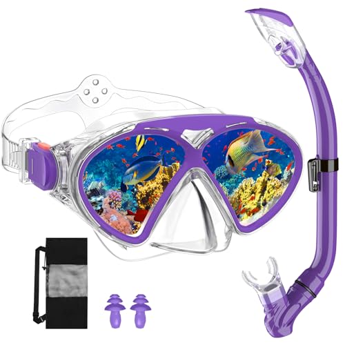 JEMULICE Schnorchelset Kinder,Taucherbrille Kinder mit Leichtes Atmen Dry Schnorchel,Anti-Fog Panorama-Weitblick Tauchmaske Schnorchelmaske Tauchen Set Wasserdichte Schnorchelbrillen für Junge Mädchen JEMULICE Schnorchelset Kinder,Taucherbrille Kinder mit Leichtes Atmen Dry Schnorchel,Anti-Fog Panorama-Weitblick Tauchmaske Schnorchelmaske Tauchen Set Wasserdichte Schnorchelbrillen für Junge Mädchen von JEMULICE