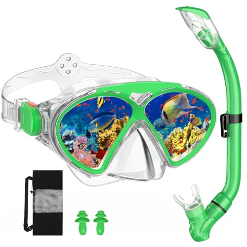 JEMULICE Schnorchelset Kinder,Taucherbrille Kinder mit Leichtes Atmen Dry Schnorchel,Anti-Fog Panorama-Weitblick Tauchmaske Schnorchelmaske Tauchen Set Wasserdichte Schnorchelbrillen für Junge Mädchen JEMULICE Schnorchelset Kinder,Taucherbrille Kinder mit Leichtes Atmen Dry Schnorchel,Anti-Fog Panorama-Weitblick Tauchmaske Schnorchelmaske Tauchen Set Wasserdichte Schnorchelbrillen für Junge Mädchen von JEMULICE