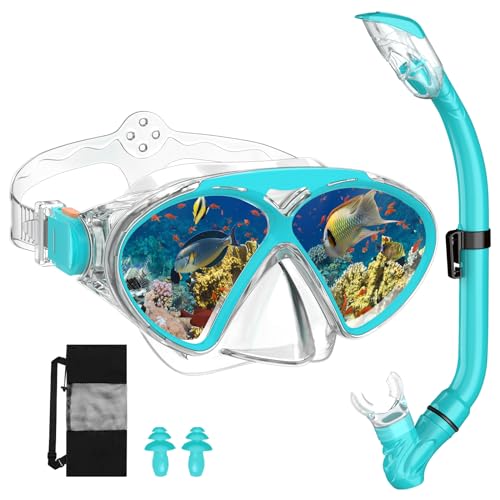 JEMULICE Schnorchelset Kinder,Taucherbrille Kinder mit Leichtes Atmen Dry Schnorchel,Anti-Fog Panorama-Weitblick Tauchmaske Schnorchelmaske Tauchen Set Wasserdichte Schnorchelbrillen für Junge Mädchen JEMULICE Schnorchelset Kinder,Taucherbrille Kinder mit Leichtes Atmen Dry Schnorchel,Anti-Fog Panorama-Weitblick Tauchmaske Schnorchelmaske Tauchen Set Wasserdichte Schnorchelbrillen für Junge Mädchen von JEMULICE