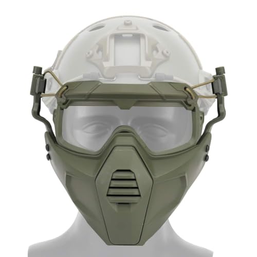 Taktische Militärmaske und Schutzbrillen-Set, abnehmbare Vollmaske, Befestigung am Helm für Army Airsoft Paintball Skifahren von JENIZO