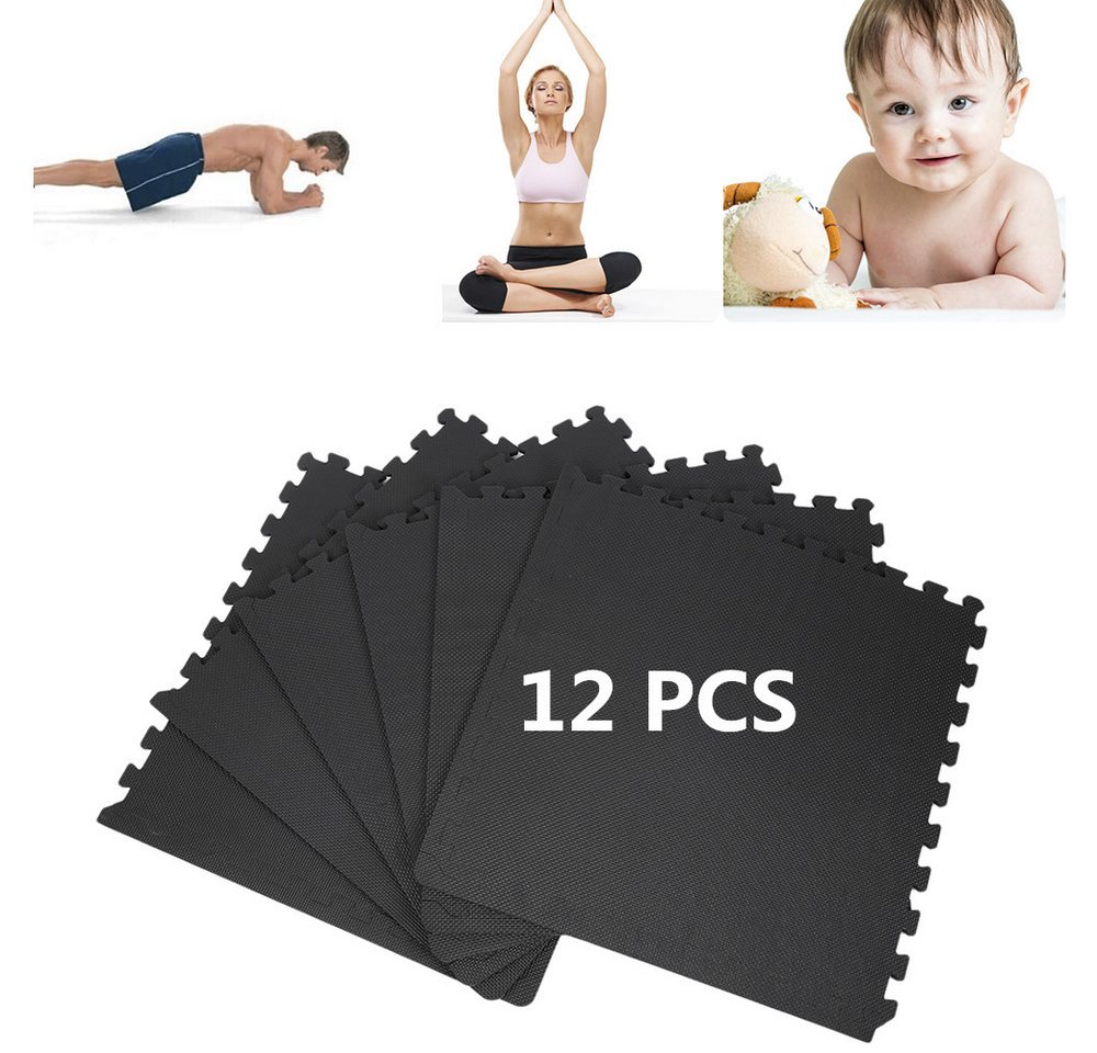 JEOBEST Bodenschutzmatte Puzzlematte Yogamatte Eva Sportmatte Fitnessmatte Schwarz, 12-St., 6/12/18/24-St., 60x60cm Quadratisch, Rutschfest Reißfest JEOBEST Bodenschutzmatte Puzzlematte Yogamatte Eva Sportmatte Fitnessmatte Schwarz, 12-St., 6/12/18/24-St., 60x60cm Quadratisch, Rutschfest Reißfest von JEOBEST