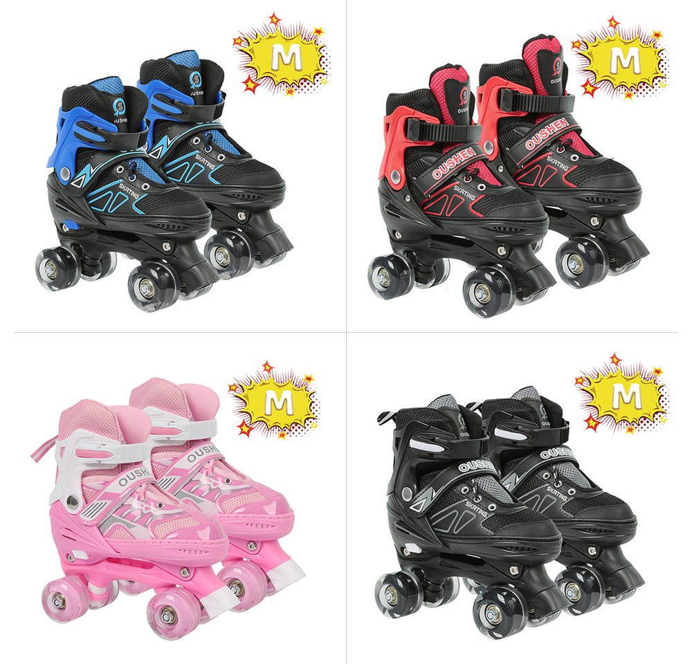 JEOBEST Rollschuhe Verstellbare Rollschuhe für Kinder, Atmungsaktiv Quad Skates, Für Mädchen und Jungen, Weihnachts Geschenke, Größen 27-37 von JEOBEST