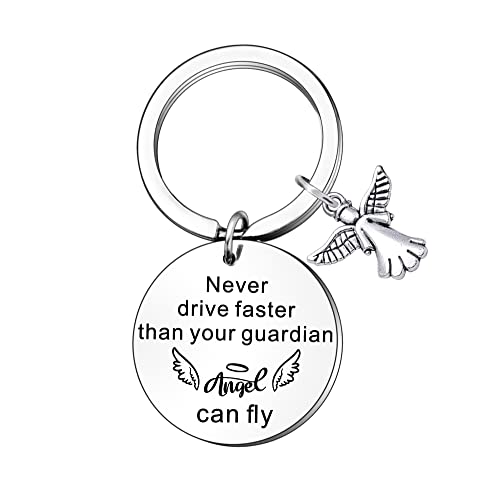 JETTOP New Driver Gifts for Women Men Guardian Angel Gifts for Learner Driever Never Drive Faster Than Your Angel Can Fly, silber, Einheitsgröße, Edelstahl JETTOP New Driver Gifts for Women Men Guardian Angel Gifts for Learner Driever Never Drive Faster Than Your Angel Can Fly, silber, Einheitsgröße, Edelstahl von JETTOP