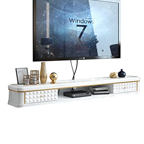 An der Wand montiertes TV-Gerät, schwebendes TV-Ständer-Komponentenregal, 100/120/140 cm, weißes Holz-TV-Tisch, Medienaufbewahrungsregal, Wandmontage, spart Platz./100 cm, hergestellt in China von JEVHLYKW