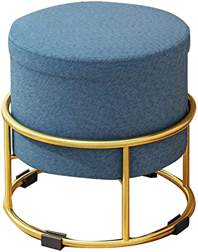 JEVHLYKW Gepolsterter Fußhocker Home Dressing Hocker Baumwoll- und Leinenstoff Türschuhhocker Geteilter Metallrahmen für Schlafzimmer, Lounge Home Decor Stuhl (Farbe: Blau) von JEVHLYKW