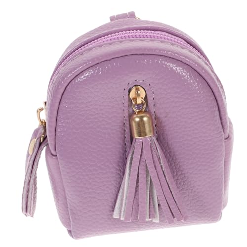 JEWEDECO 1 STK Schlüsseltasche mit Reißverschluss Minischlüssel praktische Wickeltasche Reisezubehör kleingeldbörse small Wallet tragbarer Mini-Rucksack schöne Minitasche Pu Lavender von JEWEDECO