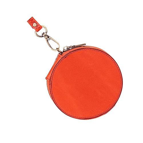 JEWEDECO Portemonnaietasche mit Lanyard Runde Münztasche Schlüsselanhänger-Beutel orangefarbene Handtasche Münzbeutel Münzhalter Zipper Mini Wallet runde Kleingeldtasche runde Geldbörse von JEWEDECO