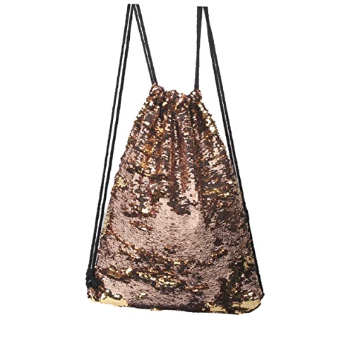JEWEDECO Kordelzugbeutel Mit Pailletten Turnbeutel Für Damen Rucksacktaschen Geflochtene Kordel Zum Tanzen Gold JEWEDECO Kordelzugbeutel Mit Pailletten Turnbeutel Für Damen Rucksacktaschen Geflochtene Kordel Zum Tanzen Gold von JEWEDECO