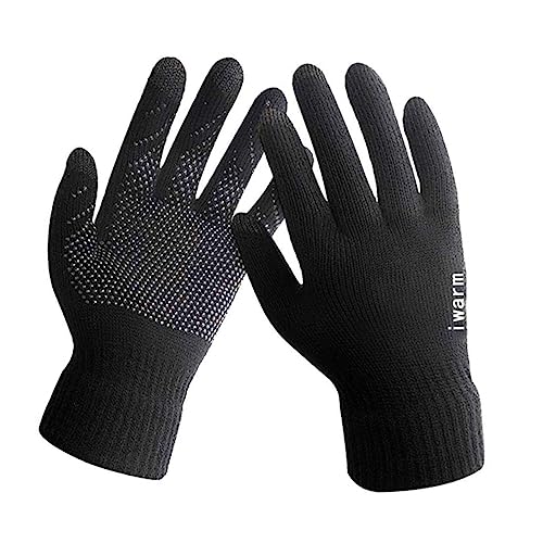 JEWEDECO Unisex Winter Touchscreen Handschuhe Vollfinger Strick Warm Dicke Outdoor Sport Radfahren Fäustlinge Schwarz von JEWEDECO