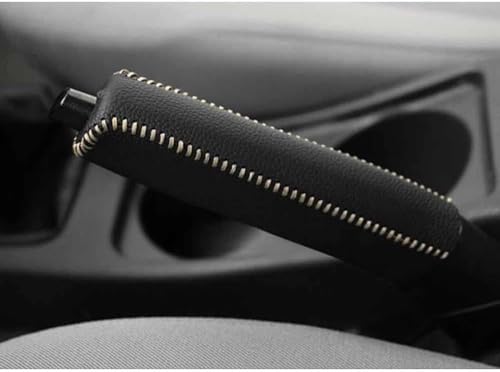 Auto Handbremsen Abdeckung für Hyundai Tucson N-Line NX4 2023 2022 2021, Leder Rutschfeste Handbremsengriffe Schutzhülle, Auto ZubehöR,C/Black Beige Line von JGQFB