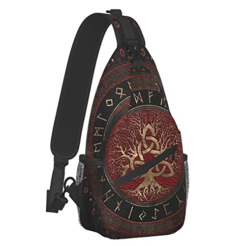 JHBTFQ Wikinger Umhängetasche für Herren, Brusttasche mit Nordischem Print Sport-Umhängetasche Reisen Fitnessstudio Workout Pendeln,Yggdrasil Triquetra,One Size JHBTFQ Wikinger Umhängetasche für Herren, Brusttasche mit Nordischem Print Sport-Umhängetasche Reisen Fitnessstudio Workout Pendeln,Yggdrasil Triquetra,One Size von JHBTFQ