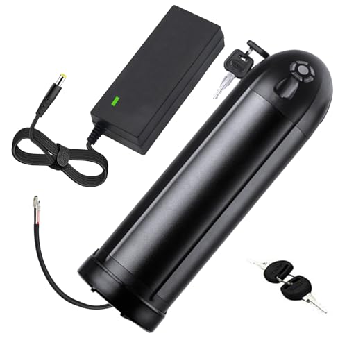 JHKJ 24-Volt-Lithiumbatterie 36 V 10 Ah 13 Ah 15 Ah 17,5 Ah E-Bike-Batterie 48 V 10 Ah 13 Ah 17,5 Ah Elektrofahrradbatterie mit 4-poligem Anschluss für Motoren unter 850 W,Bullet 36v17.5ah 420mm von JHKJ