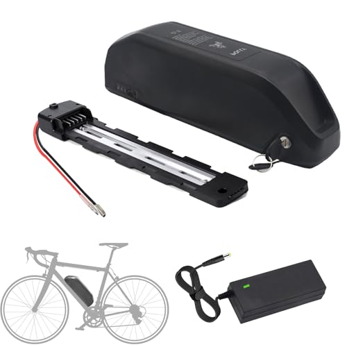 JHKJ 36 V 15 Ah E-Bike-Akku, 48 V 17,5 Ah Unterrohrakku, 52 V 17,5 Ah Ersatz-E-Bike-Akku für 550 W-900 W Motorkits, Elektrofahrrad-Lithium-Ionen-Akku mit Ladegerät,Bullet Head 52v14.5ah von JHKJ