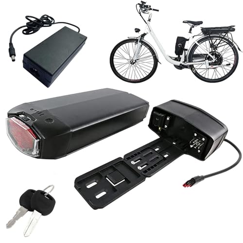 JHKJ 36-V-E-Bike-Akku, 48-V-Elektrofahrradakku,10AH,12AH,14AH,15AH,17,5AH,Gepäckträger-Lithium-Ionen-Akku für 350-W-/600-W-/850-W-Motoren mit Batterieanzeige/Schalter und Rücklicht,36v10ah von JHKJ