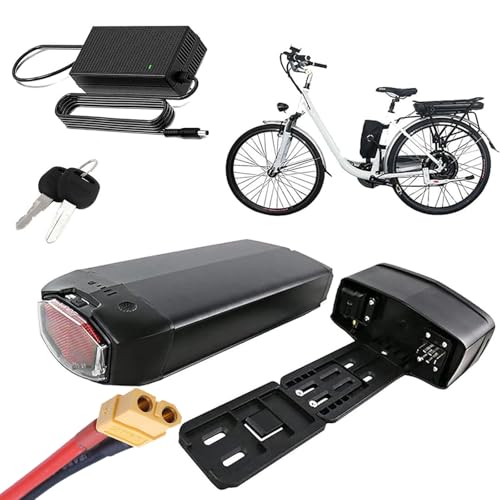 JHKJ 36-V-Lithium-Elektrofahrradakku für Gepäckträger, 36V, 10Ah, 12Ah, 15Ah, 17,5Ah, Elektrofahrrad-E-Bike-Akku mit 2 A-Ladegerät und BMS, 36-V-Fahrradakku für 250W-1000W Motorkit,36v12ah von JHKJ