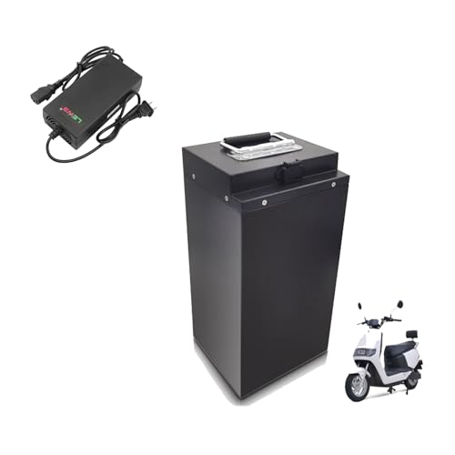 JHKJ 48 V 40 Ah 66,2 Ah Lithiumbatterie für Elektrofahrräder, 60 V Motorradbatterie, 40 Ah 66,2 Ah Lithiumbatterie für Roller, für 1900 W-3500 W Fahrrad-Dreiradmotor mit Ladegerät,60v66.2ah von JHKJ