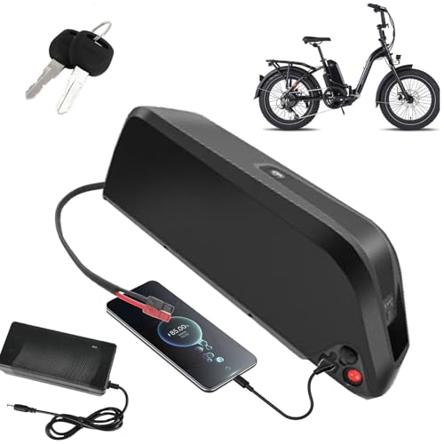 JHKJ E-Bike-Akku, 36V Lithium-Akku, 48V E-Bike-Akkupack, 52V E-Bike-Akku mit USB-Anschluss/Netzschalter/LED-Batterieanzeige/Sicherheitsschloss für 250W–950W Elektrofahrrad-Motorkits,48v17.5ah von JHKJ