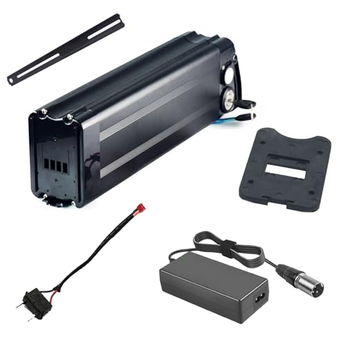 JHKJ Faltbarer E-Bike-Akku 36 V 12 AH 15 AH 18 AH E-Bike-Akku 48 V 10,4 AH 12 AH 15 AH 18 AH E-Bike-Ersatzakku für 400 W-850 W Motor-Kits mit Ladegerät und BMS,T Port 48v18ah von JHKJ