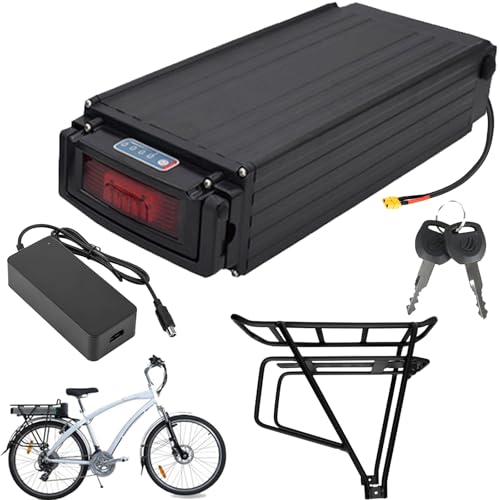 JHKJ Gepäckträger-Elektrofahrradakku 36 V 20 Ah 35 Ah Lithium-Ionen-Akku 48 V 16 Ah 28 Ah E-Bike-Akku für 700 W-1350 W Fahrradmotor-Kits mit Ladegerät und Akku Gepäckträger,Xt60 36v29ah von JHKJ