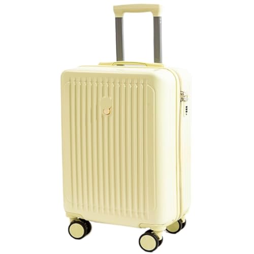 JHMYOB Koffer 20-Zoll-Trolley-Koffer, Kratzfest, Verschleißfest, Robust Und Langlebig, Verdickter Lederkoffer Koffer Hartschale(Beige,26IN) von JHMYOB