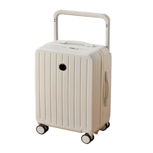 JHMYOB Koffer Breites Trolley-Gepäck for Herren und Damen, 20-Zoll-Boarding-Koffer, Neue geräuschlose Universal-Radgepäck-Codebox Koffer Hartschale(White,24in) von JHMYOB