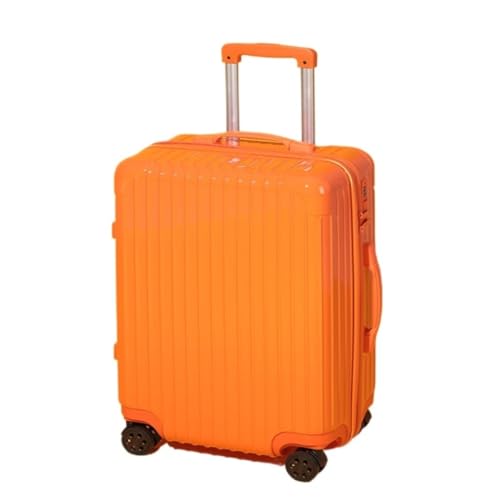 JHMYOB Koffer Flacher Passwort-Koffer, 20-Zoll-Boarding-Koffer, Universal-Rollen-Trolley-Koffer, Bonbonfarbener Koffer Koffer Hartschale(Orange,20in) von JHMYOB