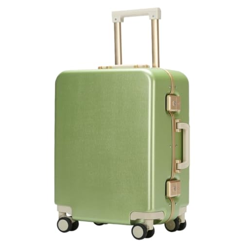 JHMYOB Koffer Gepäck Damen Leder Strukturiert Mute Universal Rad Passwort Box Langlebiger Und Starker Koffer Trolley Koffer Hartschale(Green,24in) von JHMYOB