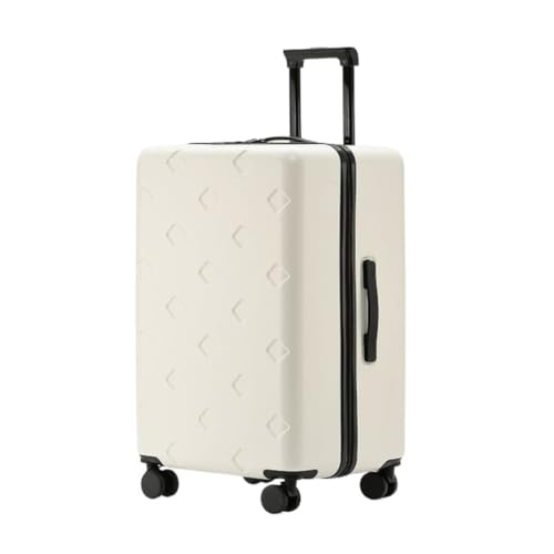 JHMYOB Koffer Gepäck Damen Trolley Case Herren 24 Zoll Student Code Gepäck Lederkoffer 20 Zoll Boarding Case Koffer Hartschale(White,26in) von JHMYOB