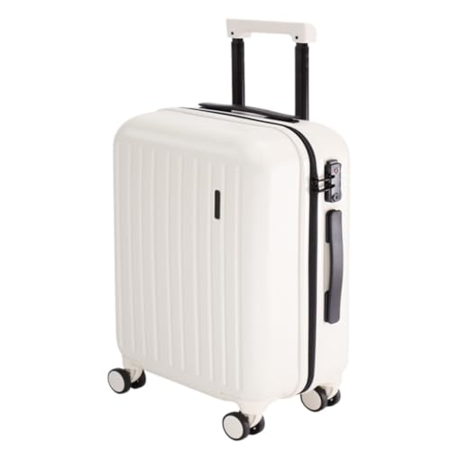 JHMYOB Koffer Gepäck Trolley Koffer Damen 20 Zoll Herren Koffer 24 Zoll Zollschloss Passwort Gepäck Ledertasche Koffer Hartschale(White,26in) von JHMYOB