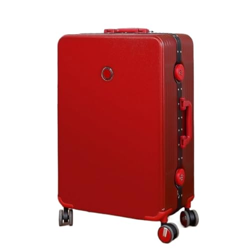 JHMYOB Koffer Herren- und Damen-Koffer mit Aluminiumrahmen, Universalrad, Trolley-Koffer, Passwort-Box, Boarding-Koffer, Koffer Koffer Hartschale(Rouge,28in) von JHMYOB