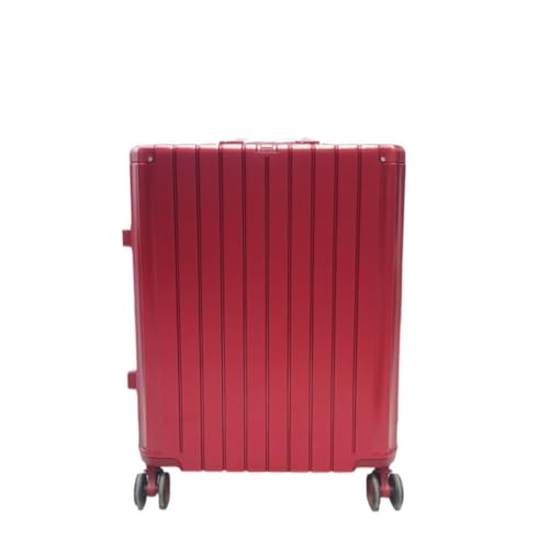 JHMYOB Koffer Koffer Silent Universal Wheel Trolley Case Unisex Koffer Multifunktionaler Aluminiumrahmen Passwortbox Groß Koffer Hartschale(Red,24in) von JHMYOB