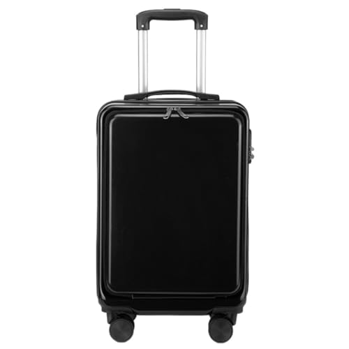 JHMYOB Koffer Modischer Trolley-Koffer Mit Frontöffnung, Koffer Mit Seitlicher Öffnung, Spinner-Unterkunftskoffer for Damen Koffer Hartschale(Nero,A) von JHMYOB