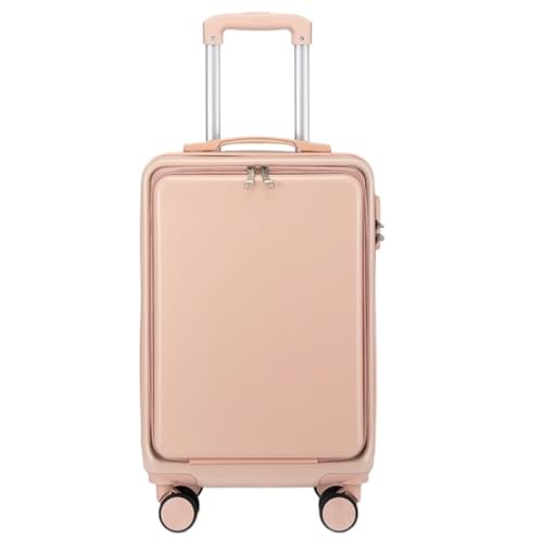 JHMYOB Koffer Modischer Trolley-Koffer Mit Frontöffnung, Koffer Mit Seitlicher Öffnung, Spinner-Unterkunftskoffer for Damen Koffer Hartschale(Rosa,A) von JHMYOB