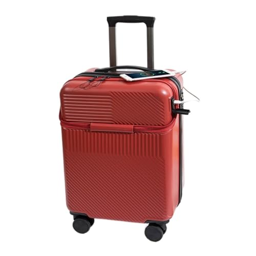 JHMYOB Koffer Multifunktionaler 20-Zoll-Boarding-Koffer mit Frontöffnung, Kleiner Leichter Trolley-Koffer, 24-Zoll-Koffer Koffer Hartschale(Rouge,22in) von JHMYOB