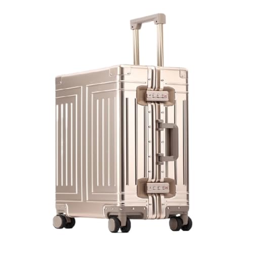 JHMYOB Koffer Vollaluminium-Magnesiumlegierungs-Metallkoffer, Trolley-Koffer, Hartschalenkoffer, Gepäck-Check-in-Koffer for Herren Und Damen Koffer Hartschale(Gold,20in) von JHMYOB