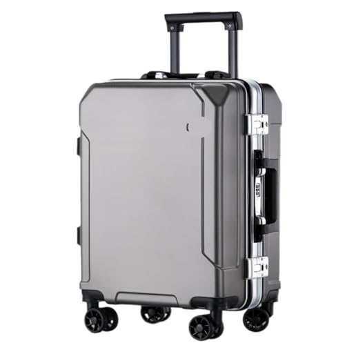 JHMYOB Koffer Wiederaufladbare, sturzsichere und langlebige Passwortbox, universeller Trolley-Koffer mit Rollen, Reisekoffer for Herren und Damen Koffer Hartschale(Gray,20in) von JHMYOB