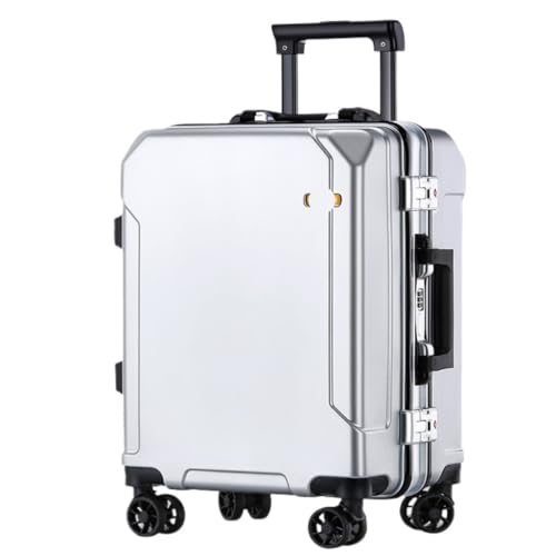 JHMYOB Koffer Wiederaufladbare, sturzsichere und langlebige Passwortbox, universeller Trolley-Koffer mit Rollen, Reisekoffer for Herren und Damen Koffer Hartschale(Silver,22in) von JHMYOB