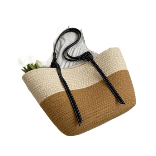 Tasche Geflochten Frühling Und Sommer Strandtasche Stroh Textur Damen Umhängetasche Trendy Pendler Einkaufstasche Strandstrohtasche(B) von JHMYOB