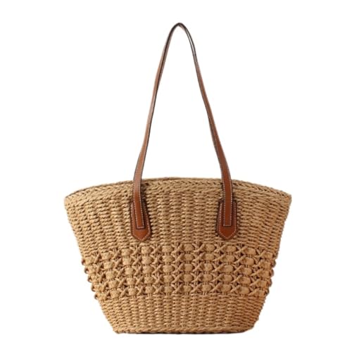 Tasche Geflochten Sommer Strand Urlaub Einkaufstasche Französisch Pendler Stroh Tasche Urlaub Strand Tasche Gewebte Tasche Strandstrohtasche(Brown) von JHMYOB