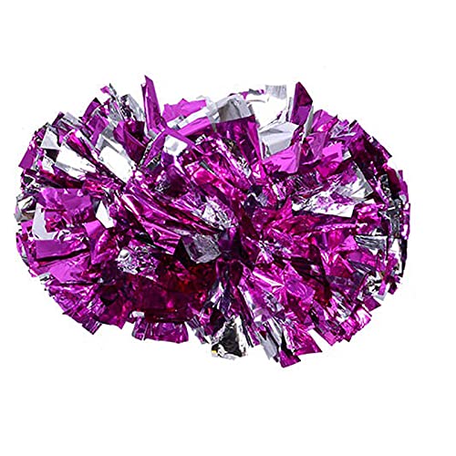 JHS-TECH Pompons, Bunte Cheer-Pom-Poms aus Kunststoff mit Anti-Rutsch-Griff, Pompons für Aerobic, Tanz, Party, Schule, Sport, Wettbewerb, Stimmungsjubel (Rose+Silber) von JHS-TECH