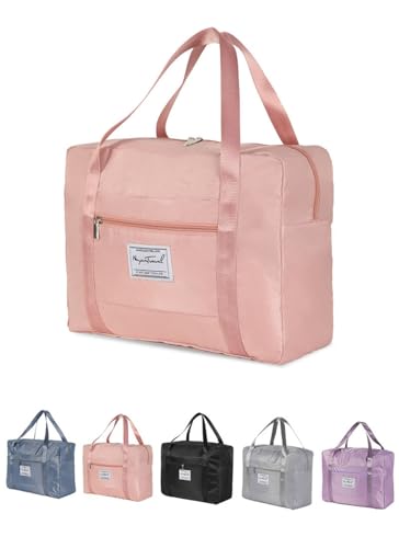 Sporttasche, Reisetasche mit Trolley Sleeve, große Reisetasche Faltbare Tasche Kabinentasche für Sport und Reisen (pink, 19L (42 * 14 * 34CM)) von JHzood