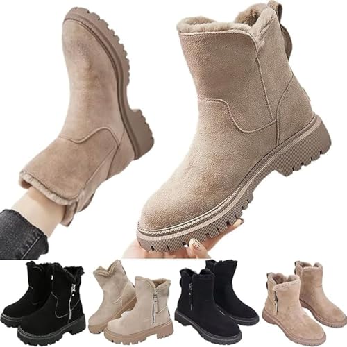 JIAALU Damen Stiefeletten Grace Schneestiefel Gefüttert Warm Snowboot Mit Futter Winterschuhe Ankle Boots Wasserdicht Herbst Winter Komfort Stiefel Winterstiefel Snow Winterboots von JIAALU