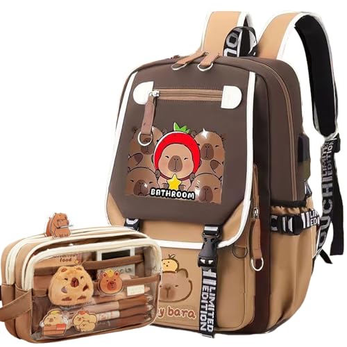 Capybara Rucksäcke, Capybara Rucksack für Kinder, Rucksack für Die Schule Kawaii, Rucksack Schule Teenager, Niedlicher Capybara-Schulrucksack für Schüler (C) von JIABAOZ